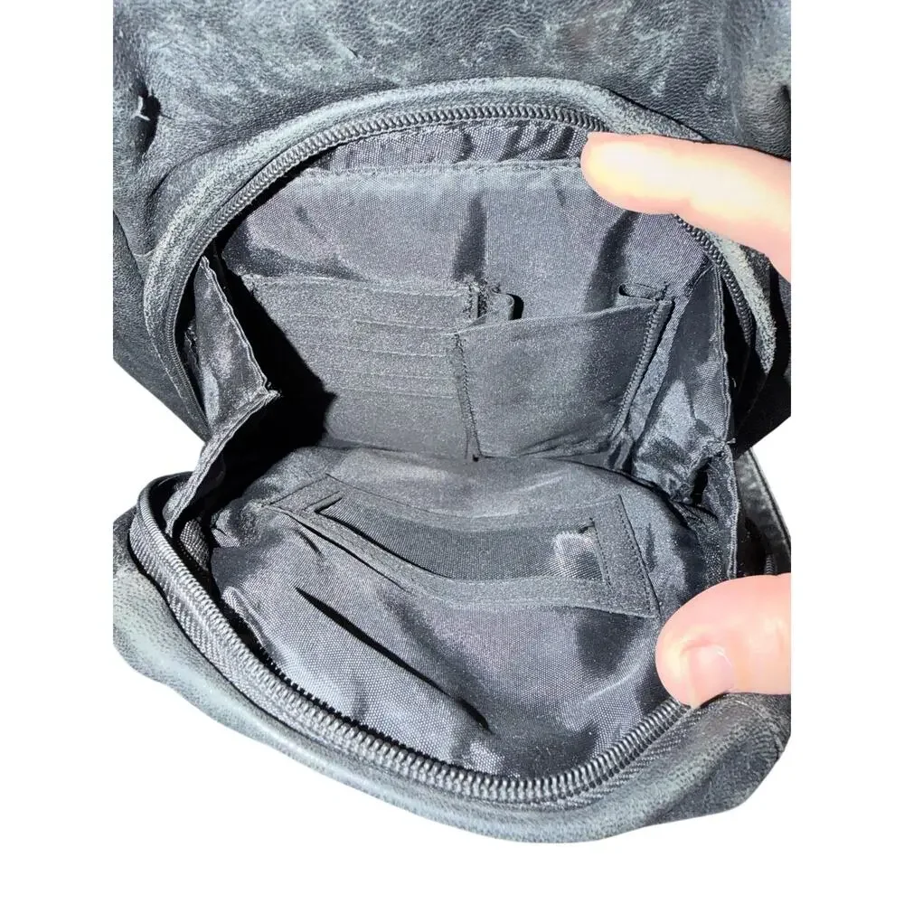 Vintage Wilson’s leather black leather mini backpack bag pockets pelle studio